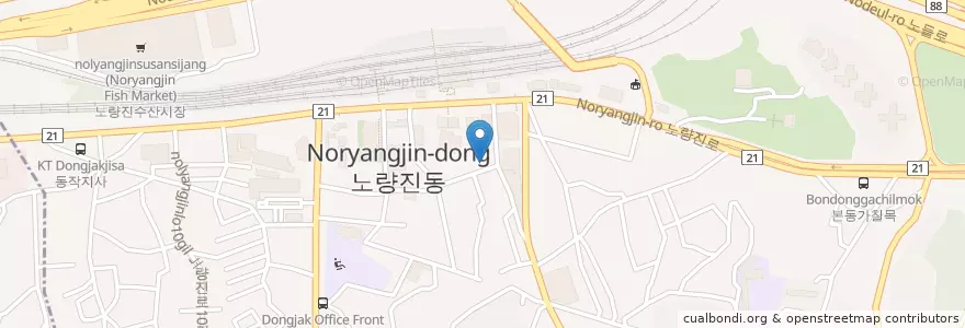 Mapa de ubicacion de 공차 노량진학원가점 en Zuid-Korea, Seoel, 동작구, 노량진1동.