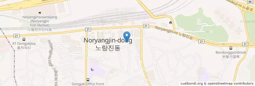 Mapa de ubicacion de 제일한의원 en 韩国/南韓, 首尔, 銅雀區, 노량진1동.