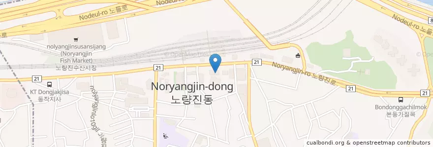 Mapa de ubicacion de e해박난치과 en Zuid-Korea, Seoel, 노량진1동.