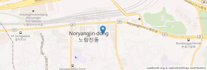 Mapa de ubicacion de 스마트쓰리독서실 en Республика Корея, Сеул, 동작구, 노량진1동.