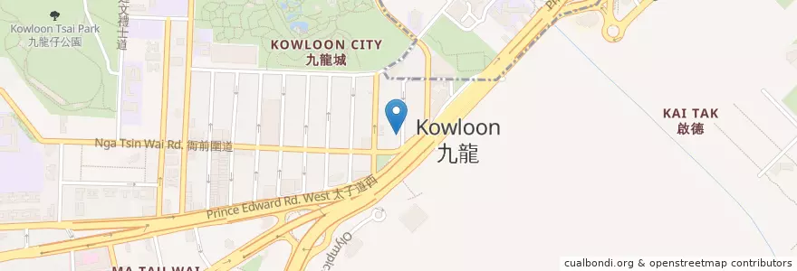Mapa de ubicacion de Orange Elephant en Chine, Guangdong, Hong Kong, Kowloon, Nouveaux Territoires, 九龍城區 Kowloon City District.