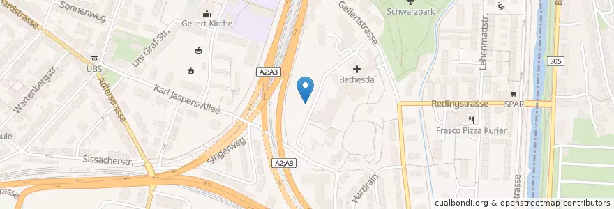 Mapa de ubicacion de EOS clinic en Svizzera, Basilea Città, Basel.