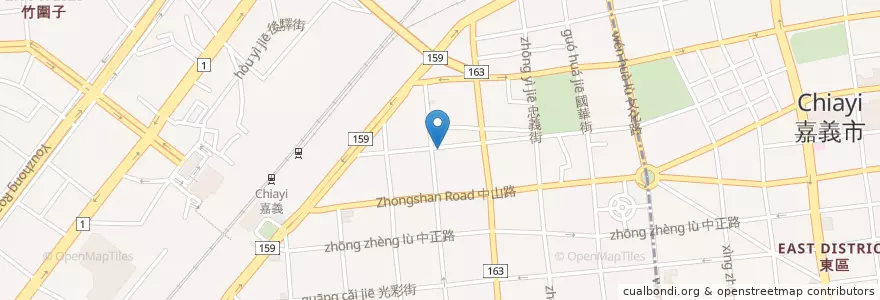Mapa de ubicacion de Archers Kitchen 弓箭手 en 타이완, 타이완성, 자이 시, 자이 현, 시구.