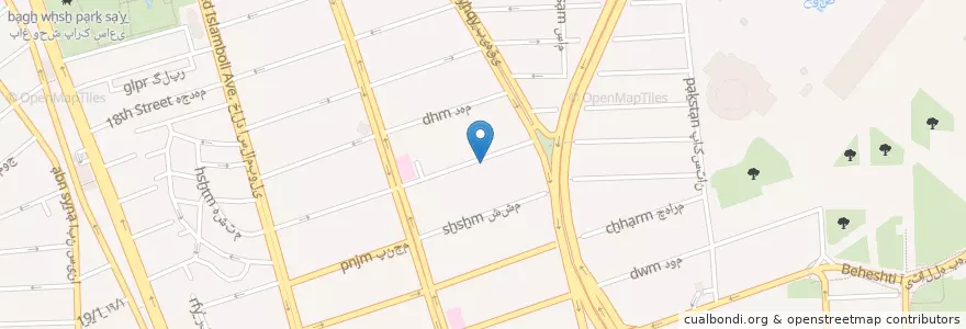 Mapa de ubicacion de ساختمان معاونت فنی و عمران en イラン, テヘラン, شهرستان تهران, テヘラン, بخش مرکزی شهرستان تهران.