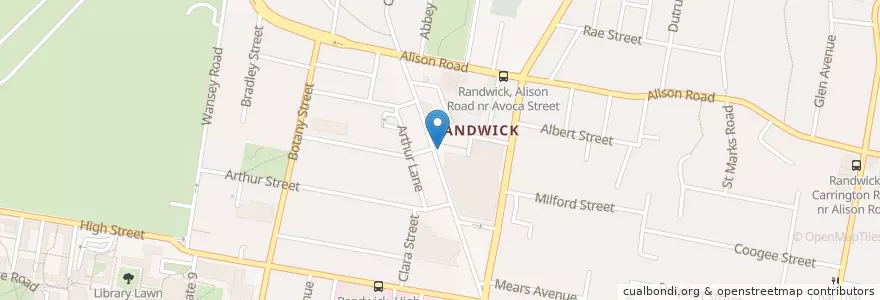 Mapa de ubicacion de Le Rendezvous en Australia, New South Wales, Sydney, Randwick City Council.