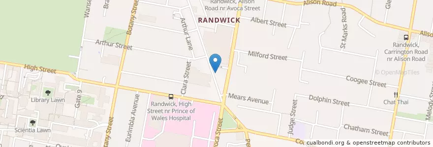 Mapa de ubicacion de Da Lat en オーストラリア, ニューサウスウェールズ, Sydney, Randwick City Council.