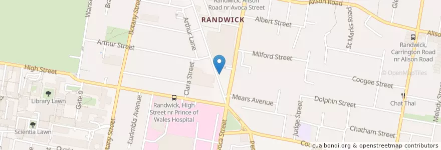 Mapa de ubicacion de Randwick Dental Centre en استرالیا, New South Wales, Sydney, Randwick City Council.