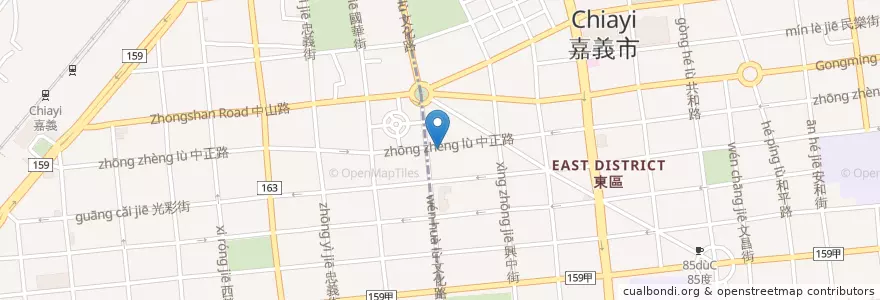 Mapa de ubicacion de 林聰明沙鍋魚頭 en تایوان, 臺灣省, 嘉義市, 嘉義縣, 東區.