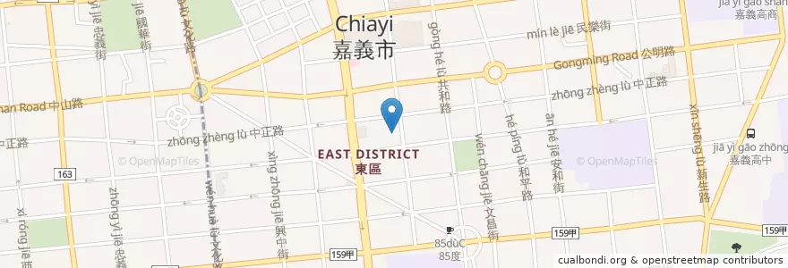Mapa de ubicacion de 王家祖傳牛雜湯 en Тайвань, Тайвань, Цзяи, Цзяи, 東區.