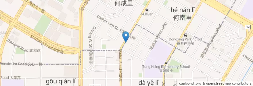 Mapa de ubicacion de 十四甲彩頭粿 en Taiwan, 臺中市, 南屯區.