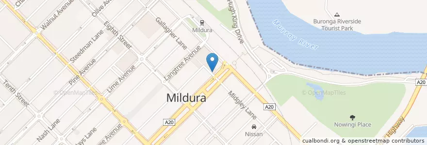 Mapa de ubicacion de Marios Sports Bar en オーストラリア, ビクトリア, Rural City Of Mildura.