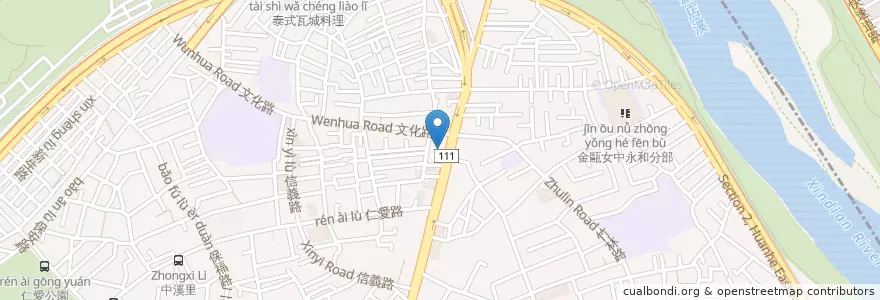 Mapa de ubicacion de 漢堡王 永和頂溪店 en Taiwan, 新北市, 永和區.