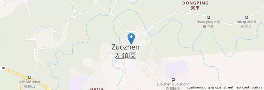 Mapa de ubicacion de 左鎮碗粿粽子 en Taïwan, Tainan, 左鎮區.