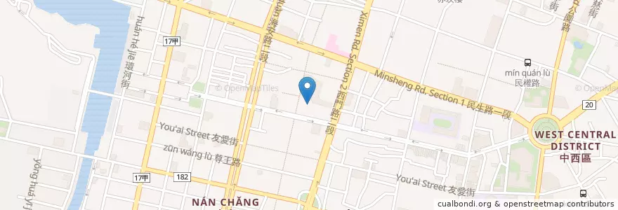 Mapa de ubicacion de 江水號冰室 en 台湾, 台南市, 中西区.