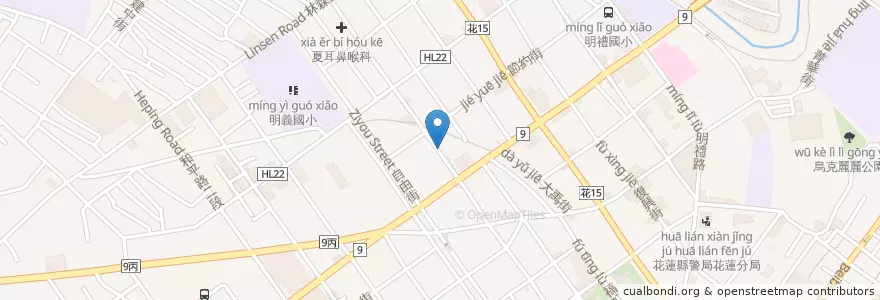 Mapa de ubicacion de 花草空間 en Taiwan, Taiwan, Landkreis Hualien, Hualien.