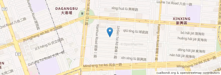Mapa de ubicacion de 博義師燒肉飯 en Taiwán, Kaohsiung, 新興區.