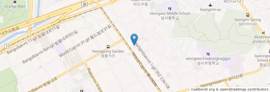 Mapa de ubicacion de 새마포복음교회 en South Korea, Seoul, Mapo-Gu, Seongsan 1(Il)-Dong, Seongsan 1(Il)-Dong.