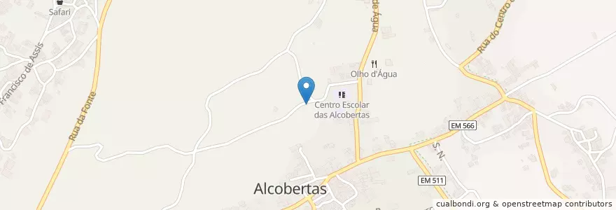 Mapa de ubicacion de Alcobertas en Portugal, Alentejo, Santarém, Lezíria Do Tejo, Rio Maior, Alcobertas.