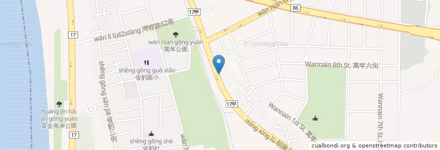 Mapa de ubicacion de 灣裡火城麵 en Taiwan, Tainan, South District.