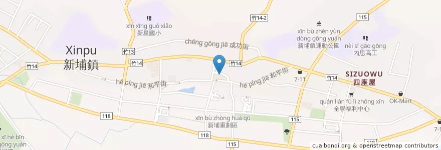 Mapa de ubicacion de 東坡煙腸 en Taiwán, Provincia De Taiwán, Condado De Hsinchu, 新埔鎮.