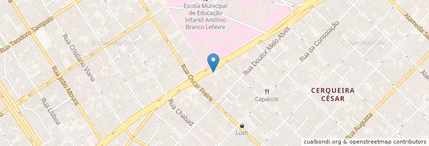 Mapa de ubicacion de Restaurante 955 en Бразилия, Юго-Восточный Регион, Сан-Паулу, Região Geográfica Intermediária De São Paulo, Região Metropolitana De São Paulo, Região Imediata De São Paulo, Сан-Паулу.