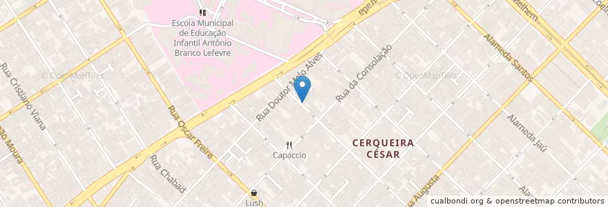 Mapa de ubicacion de Cafe Habitual en Brasil, Región Sudeste, San Pablo, Região Geográfica Intermediária De São Paulo, Região Metropolitana De São Paulo, Região Imediata De São Paulo, San Pablo.