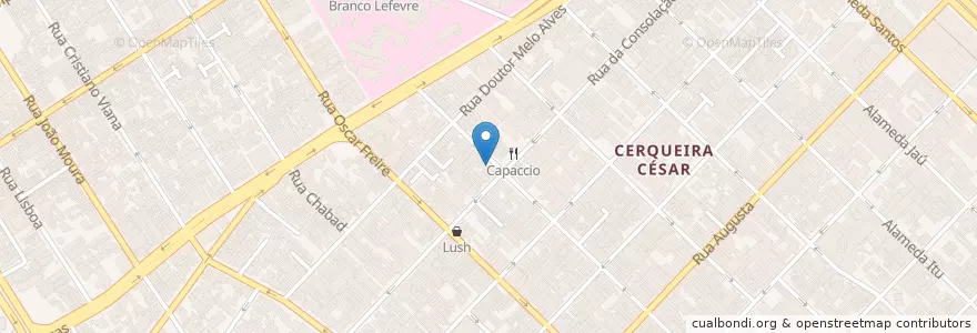 Mapa de ubicacion de Nattu Restaurante Jardins en 巴西, 东南部, 圣保罗, Região Geográfica Intermediária De São Paulo, Região Metropolitana De São Paulo, Região Imediata De São Paulo, 聖保羅.