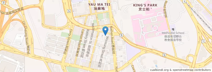 Mapa de ubicacion de 翡翠茶餐廳 Jade Restaurant en China, Guangdong, Hong Kong, Kowloon, Wilayah Baru, 油尖旺區 Yau Tsim Mong District.