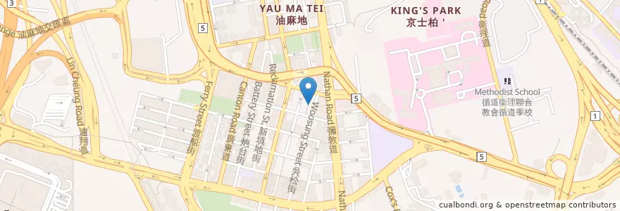 Mapa de ubicacion de 紅伶飯店 en 中国, 广东省, 香港 Hong Kong, 九龍 Kowloon, 新界 New Territories, 油尖旺區 Yau Tsim Mong District.