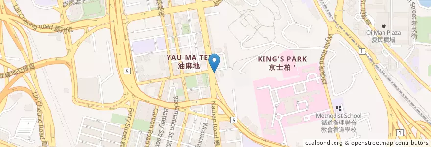 Mapa de ubicacion de 金廚 Kam Kitchen en الصين, غوانغدونغ, هونغ كونغ, كولون, الأقاليم الجديدة, 油尖旺區 Yau Tsim Mong District.