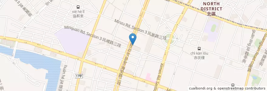 Mapa de ubicacion de 初衷燒烤 en Taiwan, Tainan, 中西區.