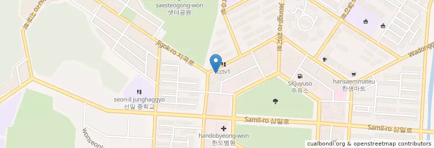 Mapa de ubicacion de 과일품은 족발 en كوريا الجنوبية, 경기도, 안산시, 단원구.