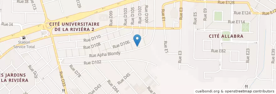 Mapa de ubicacion de Chez dede en Costa De Marfil, Abiyán, Cocody.