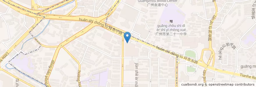 Mapa de ubicacion de Starbucks en China, Guangdong, Guangzhou City, Yuexiu District, 华乐街道, 建设街道.