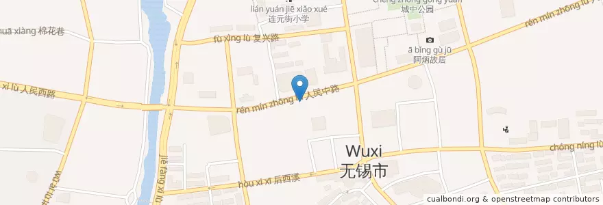 Mapa de ubicacion de 古洋食坊 en 中国, 无锡市, 梁溪区.