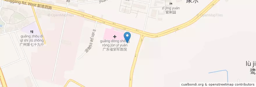 Mapa de ubicacion de 新港路小学 en 中国, 广东省, 广州市, 海珠区, 凤阳街道.
