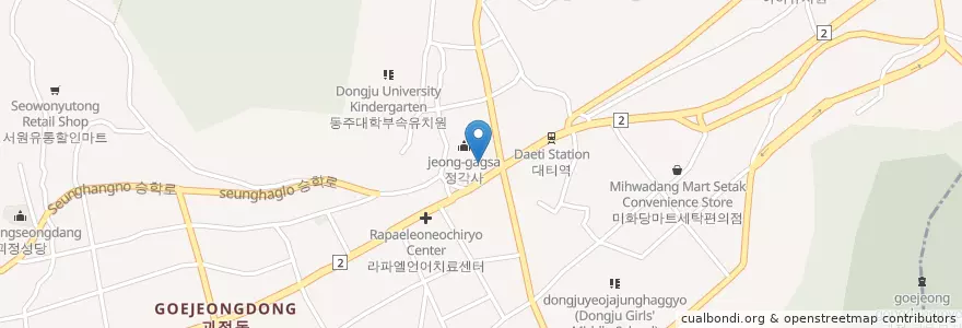 Mapa de ubicacion de 산정현교회 en Korea Selatan, 부산, 사하구, 괴정동.