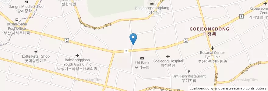 Mapa de ubicacion de 괴정지구대 en Güney Kore, Busan, 사하구, 괴정동.