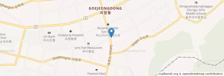 Mapa de ubicacion de 스타벅스 부산괴정역점 en Республика Корея, Пусан, 사하구, 괴정동.