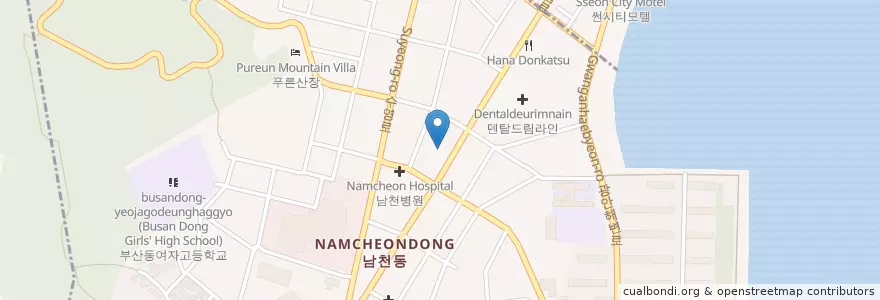 Mapa de ubicacion de 성산교회 en South Korea, Busan, Suyeong-Gu, Namcheon-Dong.
