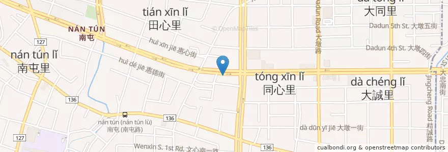 Mapa de ubicacion de 文利自助餐 en Taiwan, 臺中市, 南屯區.
