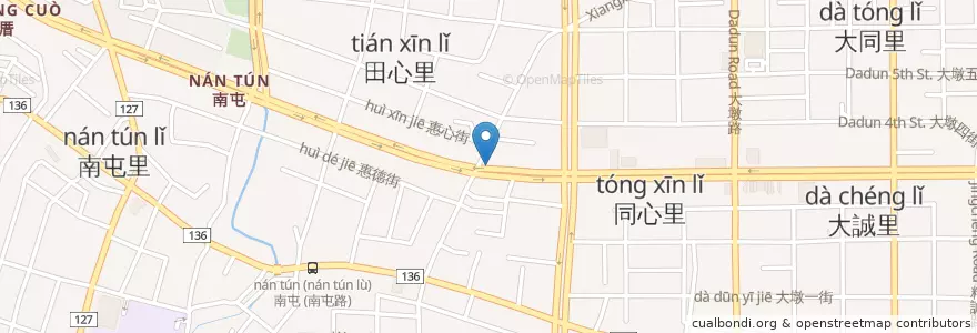 Mapa de ubicacion de 悟饕池上飯包 en 臺灣, 臺中市, 南屯區.