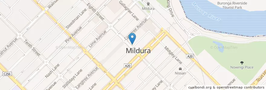 Mapa de ubicacion de Copenhagen en Australie, Victoria, Rural City Of Mildura.