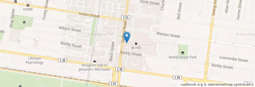 Mapa de ubicacion de Espresso Bar en オーストラリア, ビクトリア, City Of Moreland.