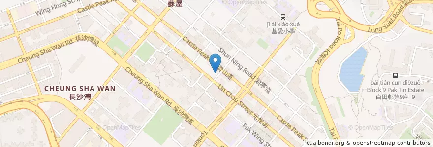 Mapa de ubicacion de 坤记竹昇麵 en Китай, Гуандун, Гонконг, Цзюлун, Новые Территории, 深水埗區 Sham Shui Po District.