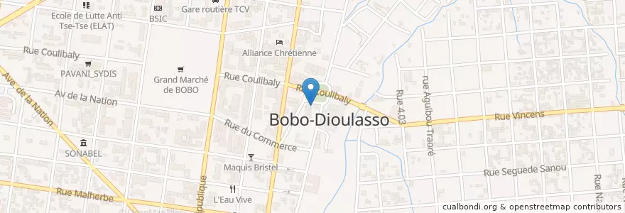 Mapa de ubicacion de HOTEL DE VILLE en Burquina Faso, Hauts-Bassins, Houet.