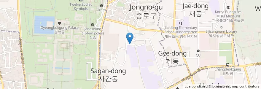 Mapa de ubicacion de Tea House nature en 韩国/南韓, 首尔, 鍾路區, 삼청동, 종로1·2·3·4가동.