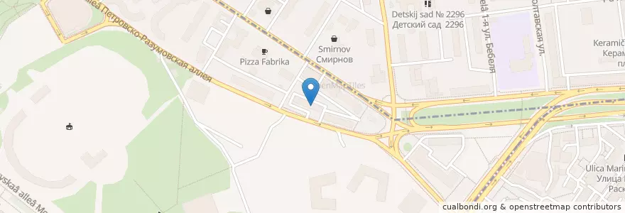 Mapa de ubicacion de Синомед en Rusland, Centraal Federaal District, Moskou, Северный Административный Округ, Район Беговой, Район Аэропорт.