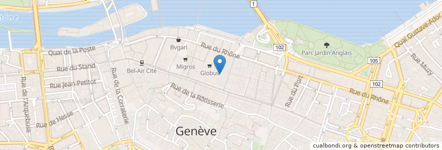 Mapa de ubicacion de Globus en Suiza, Ginebra, Ginebra, Ginebra.