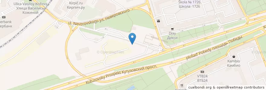 Mapa de ubicacion de Диспетчерско-кассовый пункт «Парк Победы» en Rusia, Distrito Federal Central, Москва, Западный Административный Округ, Район Дорогомилово.